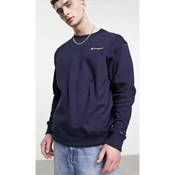 Champion Small Script Logo Sweatshirt Mens Medium - Picture 1 of 11